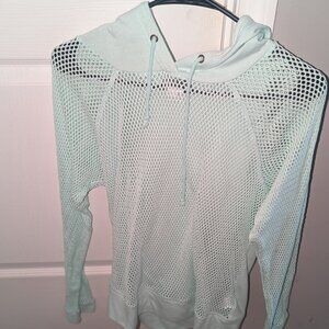 Ladies size medium mesh hooded pullover in Turquoise blue